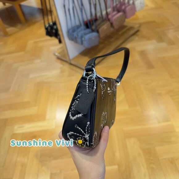 NWT Coach Nolita 19 With Sparkly Butterfly Print CCF58 Silver Black Multi - Picture 3 of 6